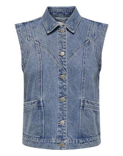 Only - ONLKennedy Denim Vest - Medium Blue Denim